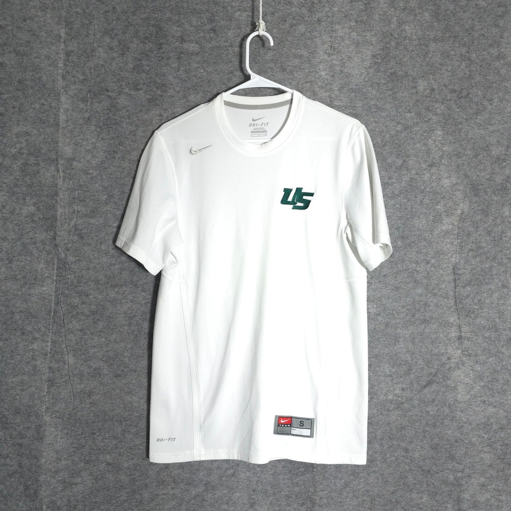 Nike USF Bulls Mens Small White Dri-FIT Training Shirt NCAA Performance Tee Logo